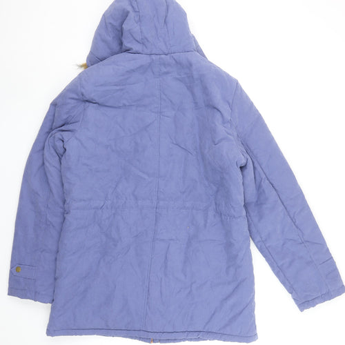 Fengzhiyuan Women’s Blue 2XL Hooded Fur Trim Parka Coat