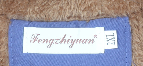 Fengzhiyuan Women’s Blue 2XL Hooded Fur Trim Parka Coat