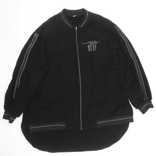 My 312 Womens Black Long Sleeve Zip Front Relaxed Fit Top Size 2