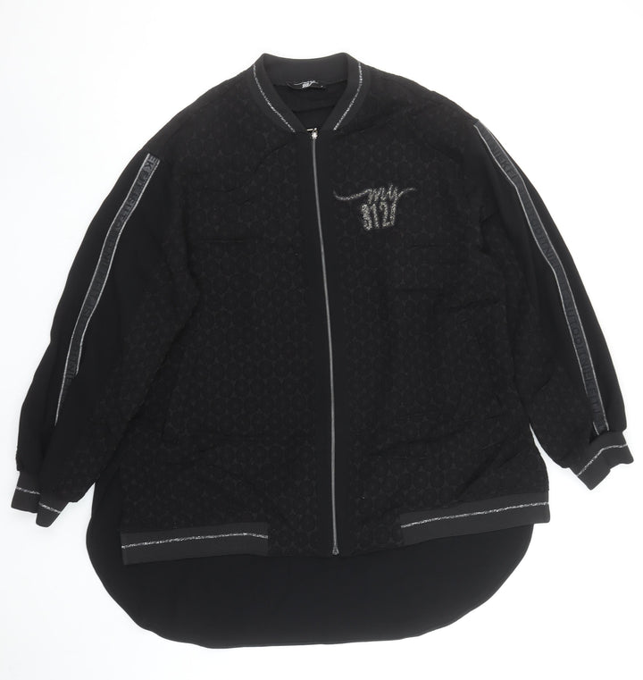 My 312 Womens Black Long Sleeve Zip Front Relaxed Fit Top Size 2