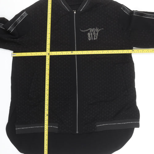 My 312 Womens Black Long Sleeve Zip Front Relaxed Fit Top Size 2
