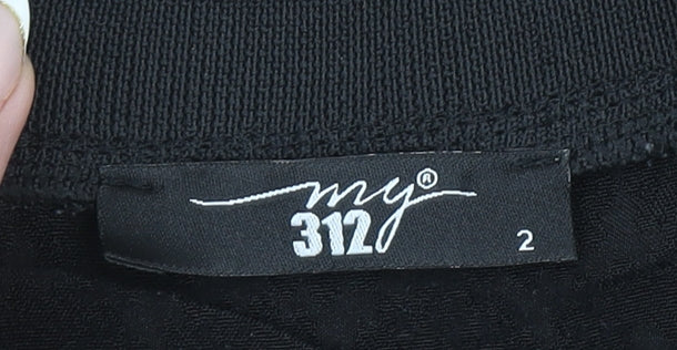My 312 Womens Black Long Sleeve Zip Front Relaxed Fit Top Size 2