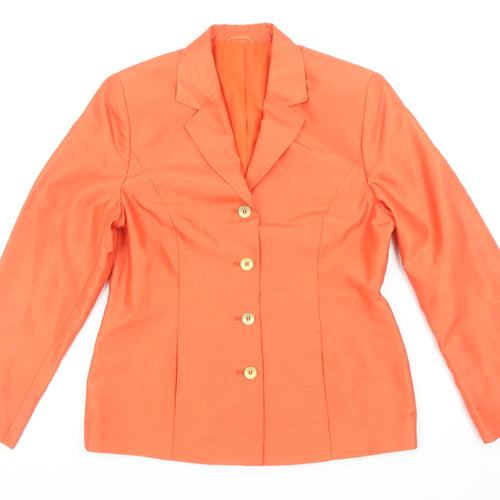 Steilmann Women’s Orange Polyester Single-Breasted Blazer Jacket Size 12