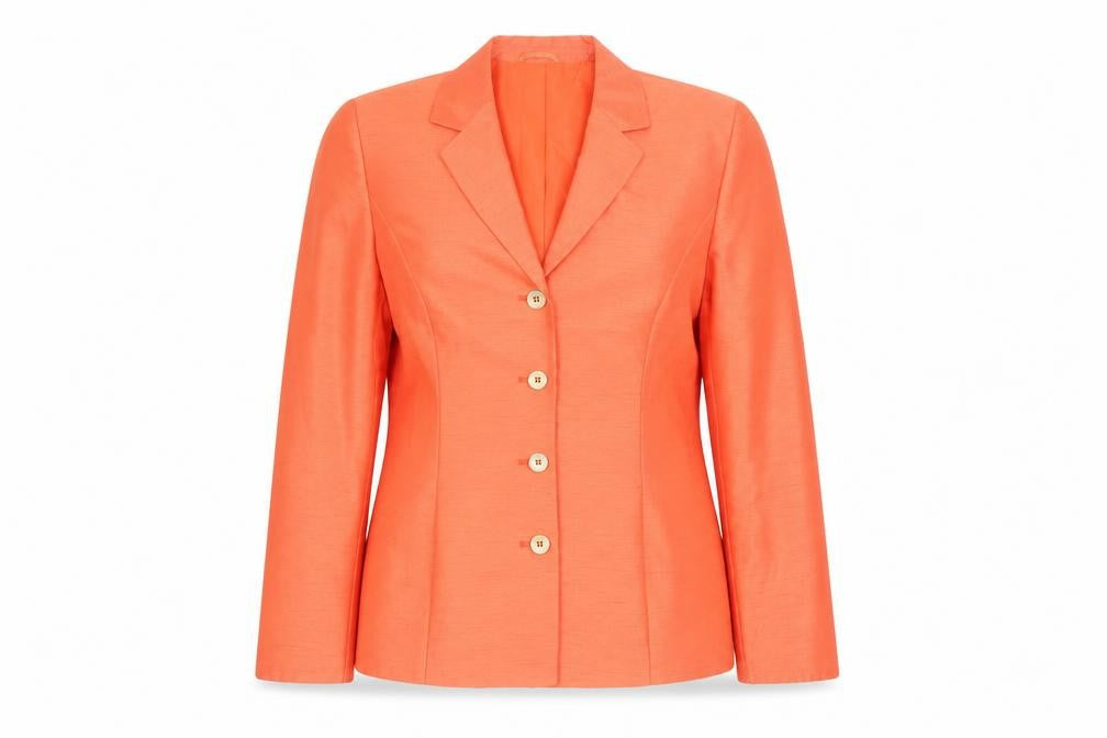 Front view of Steilmann Women’s Orange Polyester Single-Breasted Blazer Jacket, size UK 12