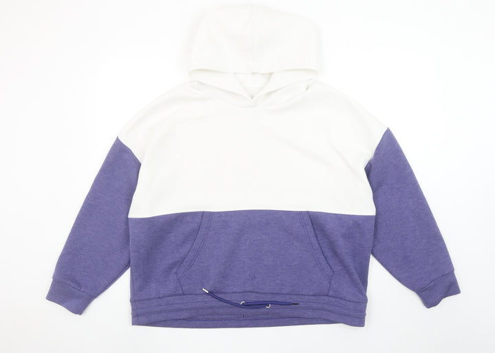 Dunnes Stores Women’s White & Purple Colourblock Hoodie Size L