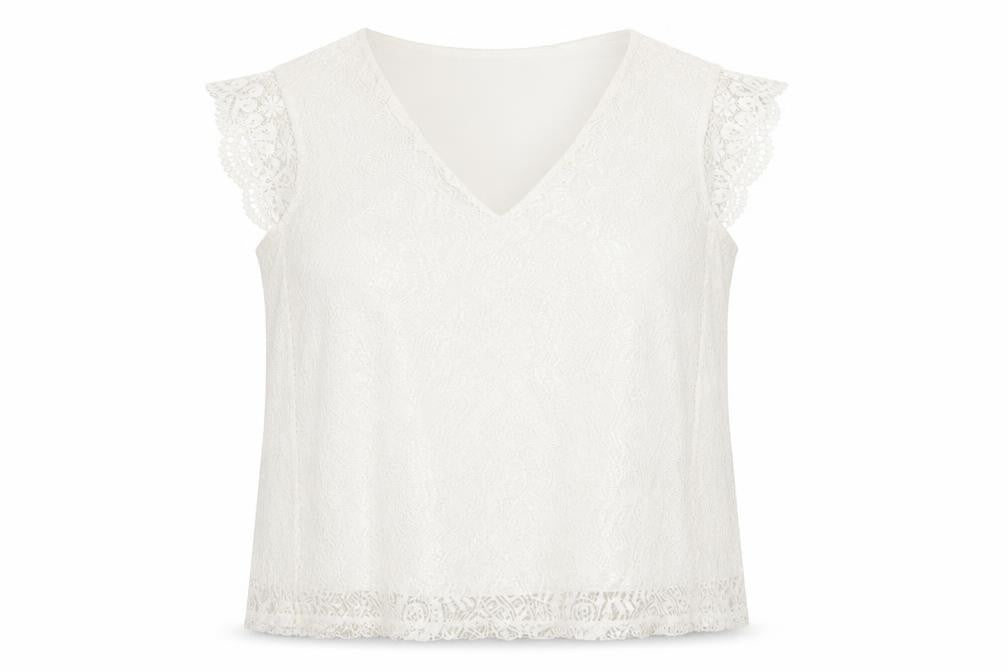 Pieces Women Ivory Lace V-Neck Camisole Blouse Size L