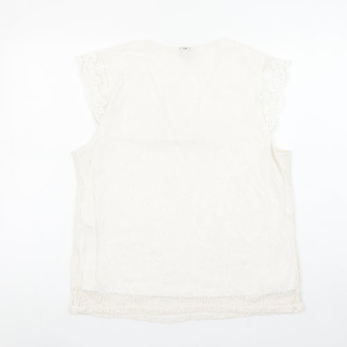 Pieces Women Ivory Lace V-Neck Camisole Blouse Size L