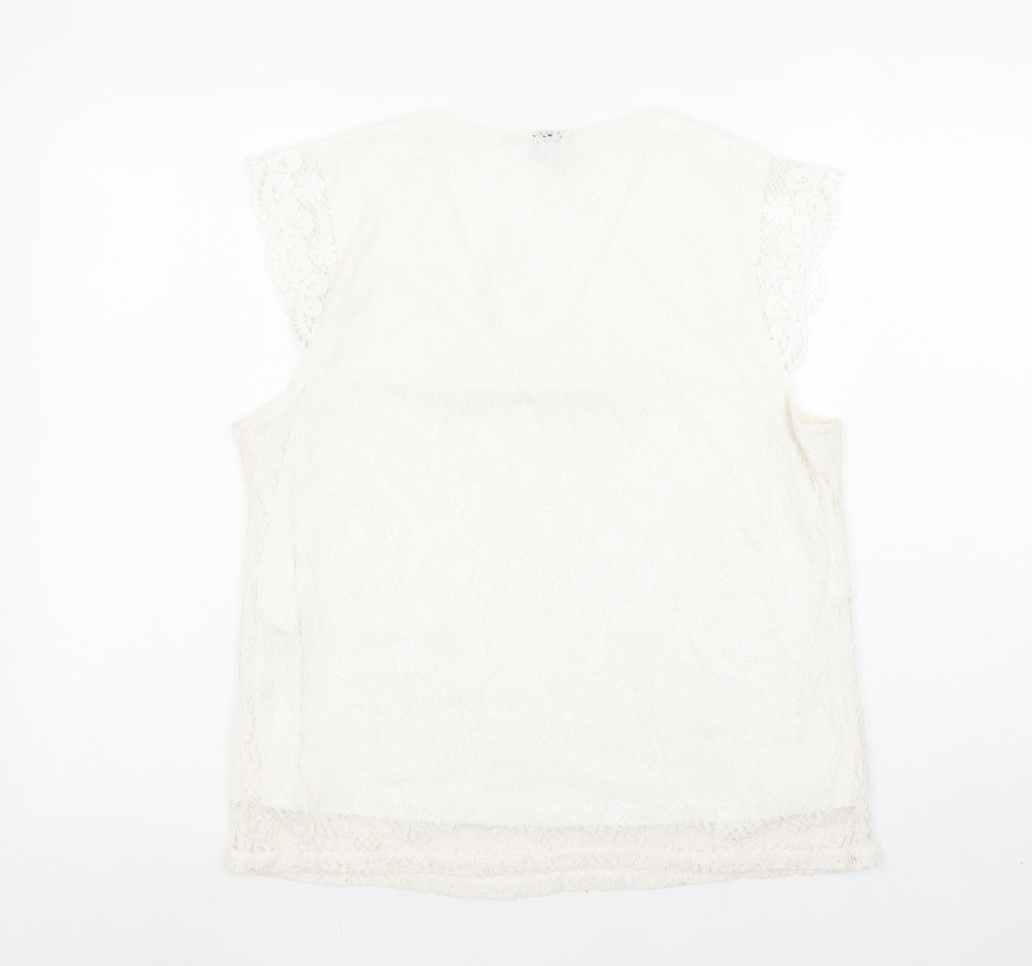 Pieces Women Ivory Lace V-Neck Camisole Blouse Size L