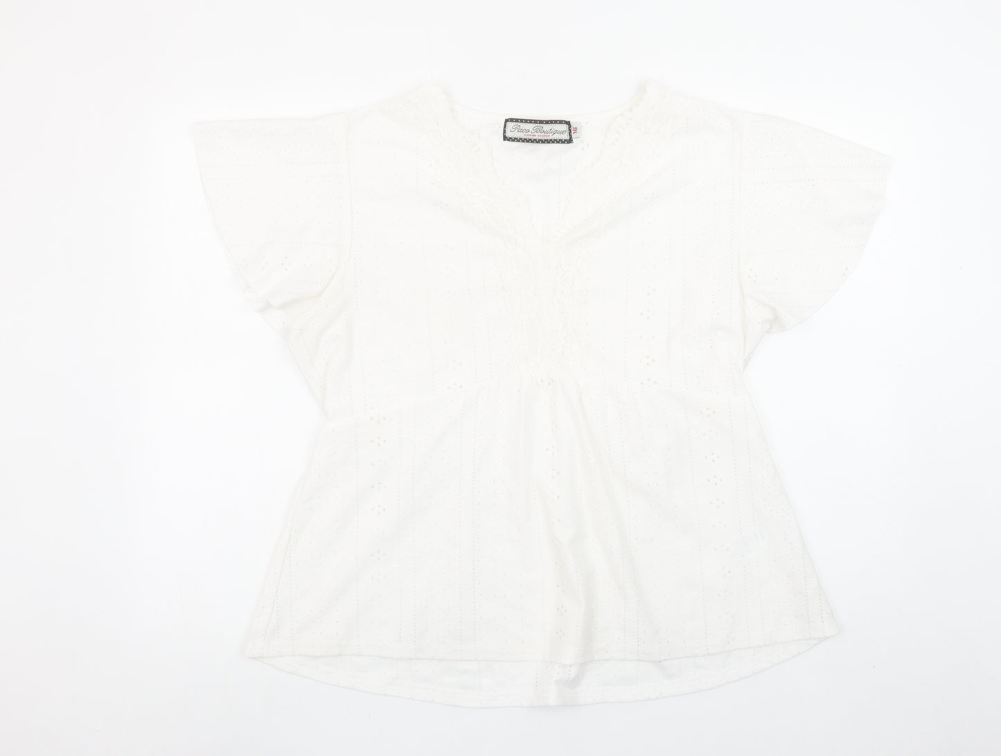 Paco Boutique Womens White Size 16 Tunic Blouse Flutter Sleeve