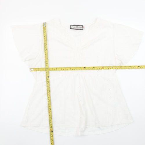 Paco Boutique Womens White Size 16 Tunic Blouse Flutter Sleeve