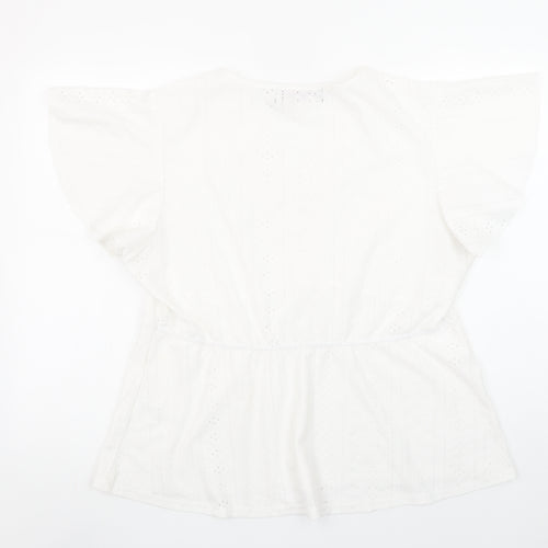 Paco Boutique Womens White Size 16 Tunic Blouse Flutter Sleeve