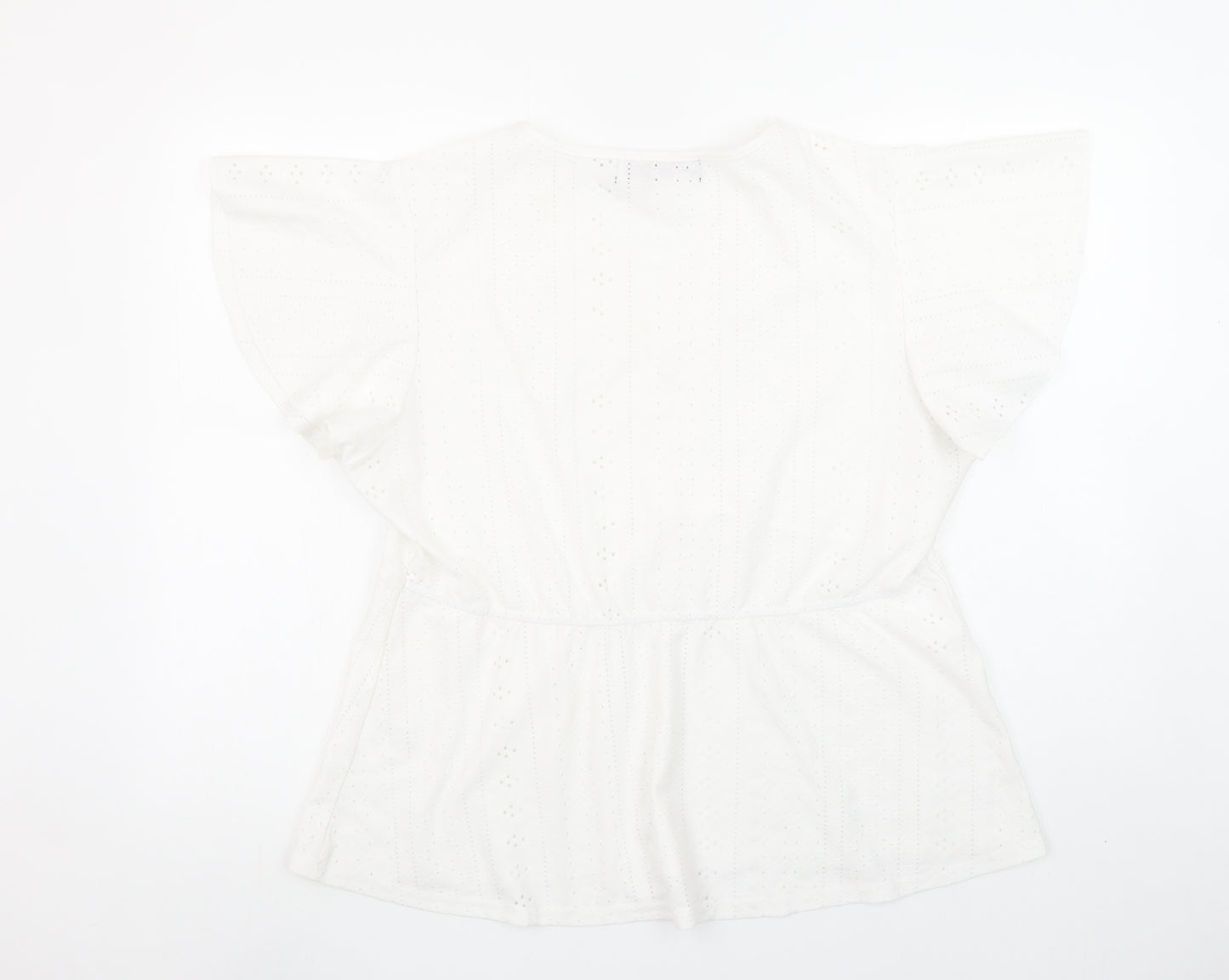 Paco Boutique Womens White Size 16 Tunic Blouse Flutter Sleeve