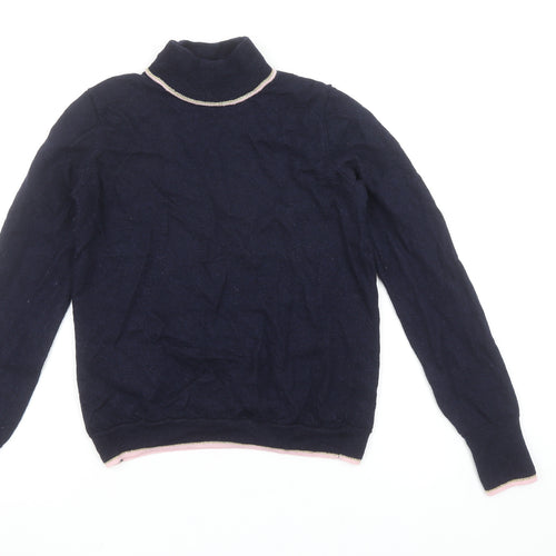 Cath Kidston Womens Navy Blue Roll Neck Wool Jumper Size S
