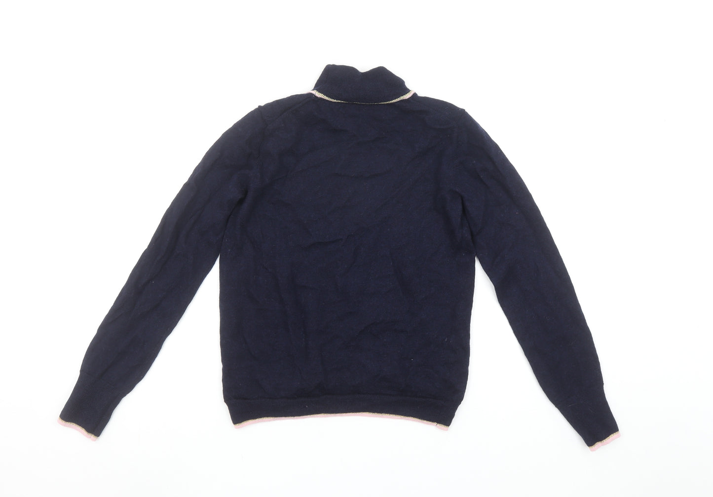 Cath Kidston Womens Navy Blue Roll Neck Wool Jumper Size S