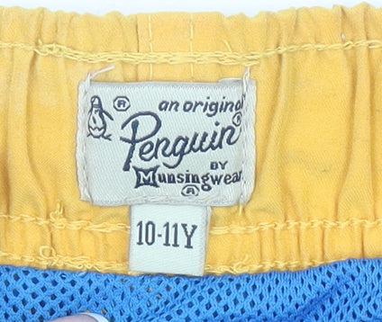 Penguin Boys Yellow Swim Shorts 10-11 Years Elastic Waist Drawstring