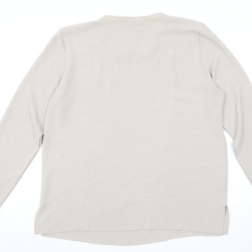 Zara Womens Beige Basic Long Sleeve Cotton T-Shirt XL