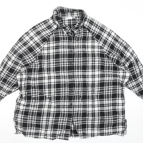 ASOS DESIGN Women’s Black Plaid Cotton Button-Up Shirt Size 16