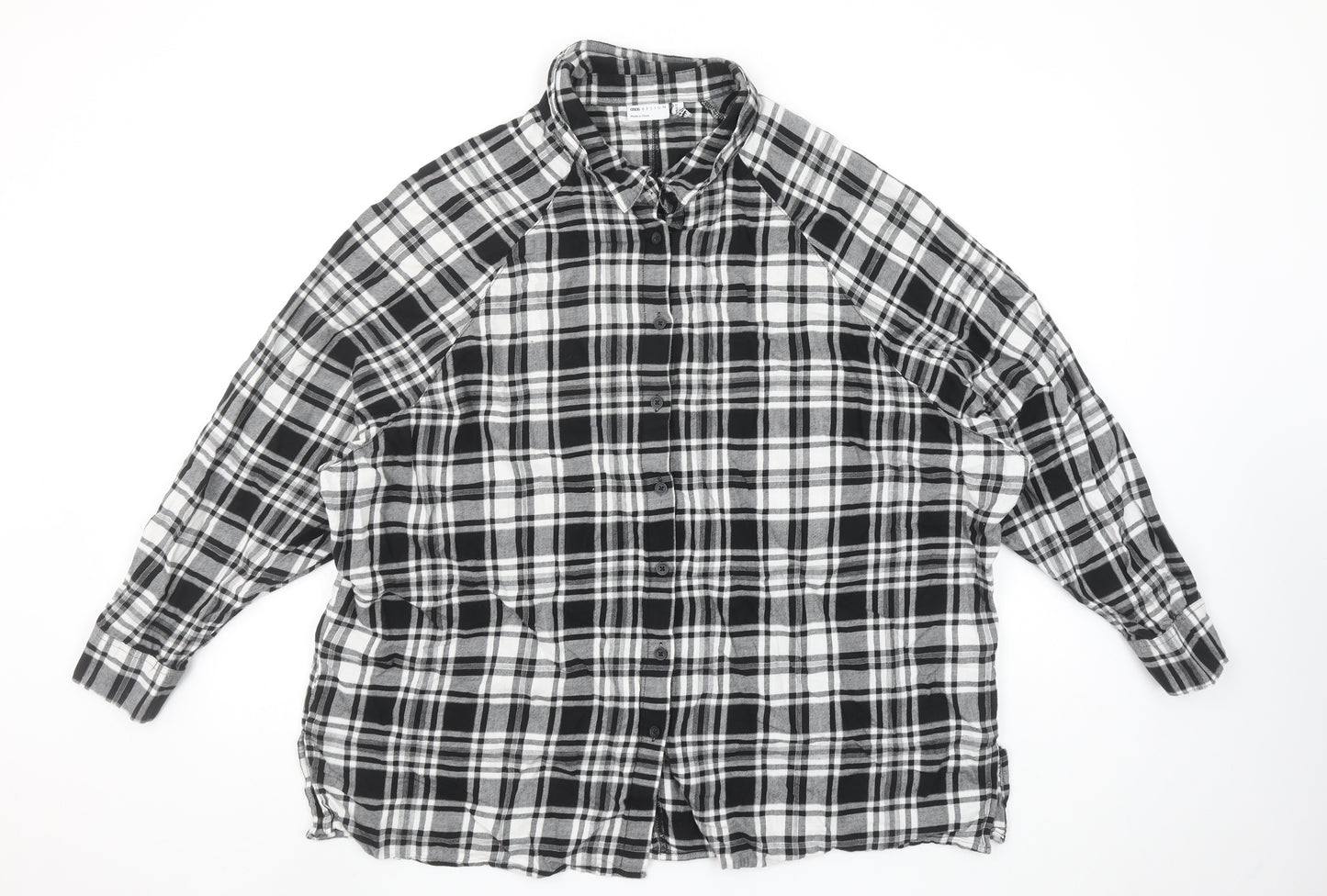 ASOS DESIGN Women’s Black Plaid Cotton Button-Up Shirt Size 16
