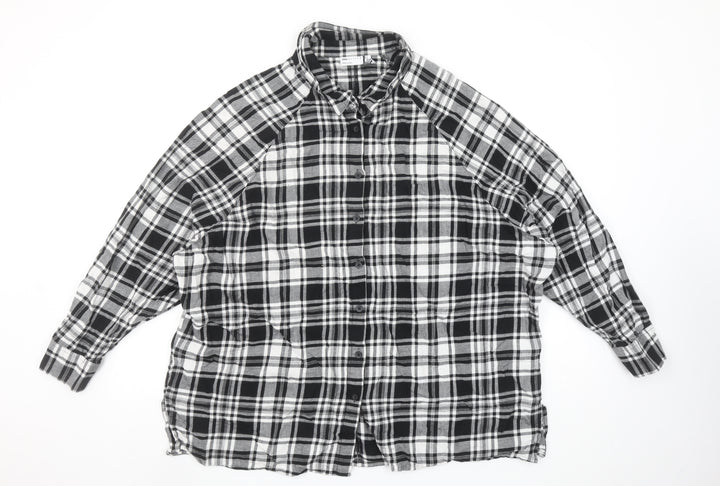 ASOS DESIGN Women’s Black Plaid Cotton Button-Up Shirt Size 16
