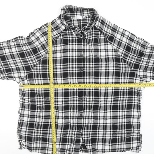 ASOS DESIGN Women’s Black Plaid Cotton Button-Up Shirt Size 16