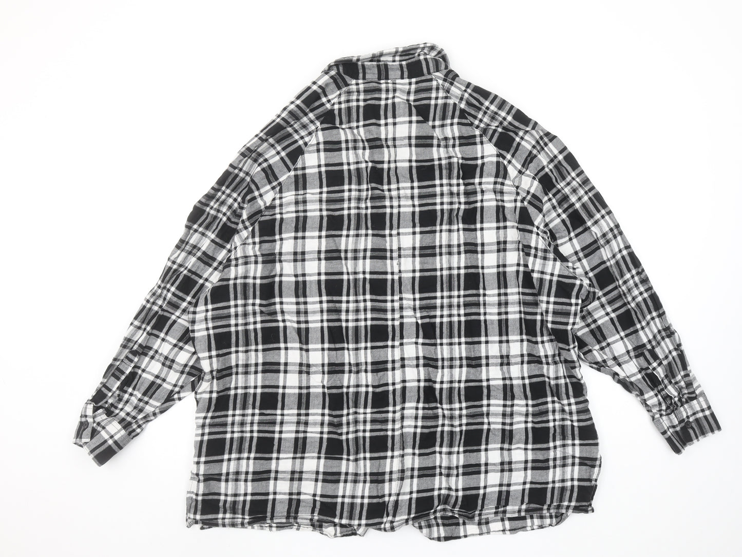 ASOS DESIGN Women’s Black Plaid Cotton Button-Up Shirt Size 16