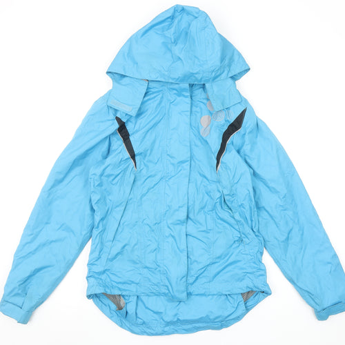Crivit Women Blue Waterproof Hooded Rain Jacket Size 10/12