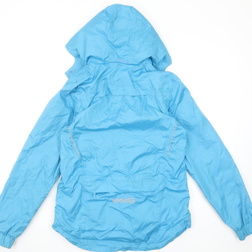 Crivit Women Blue Waterproof Hooded Rain Jacket Size 10/12