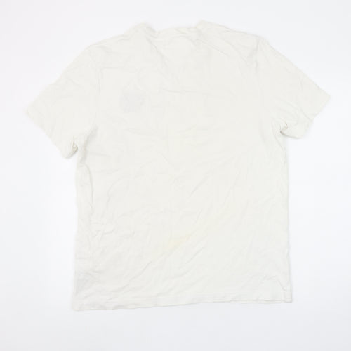 Tommy Hilfiger Men's White Cotton Regular Fit Logo T-Shirt L