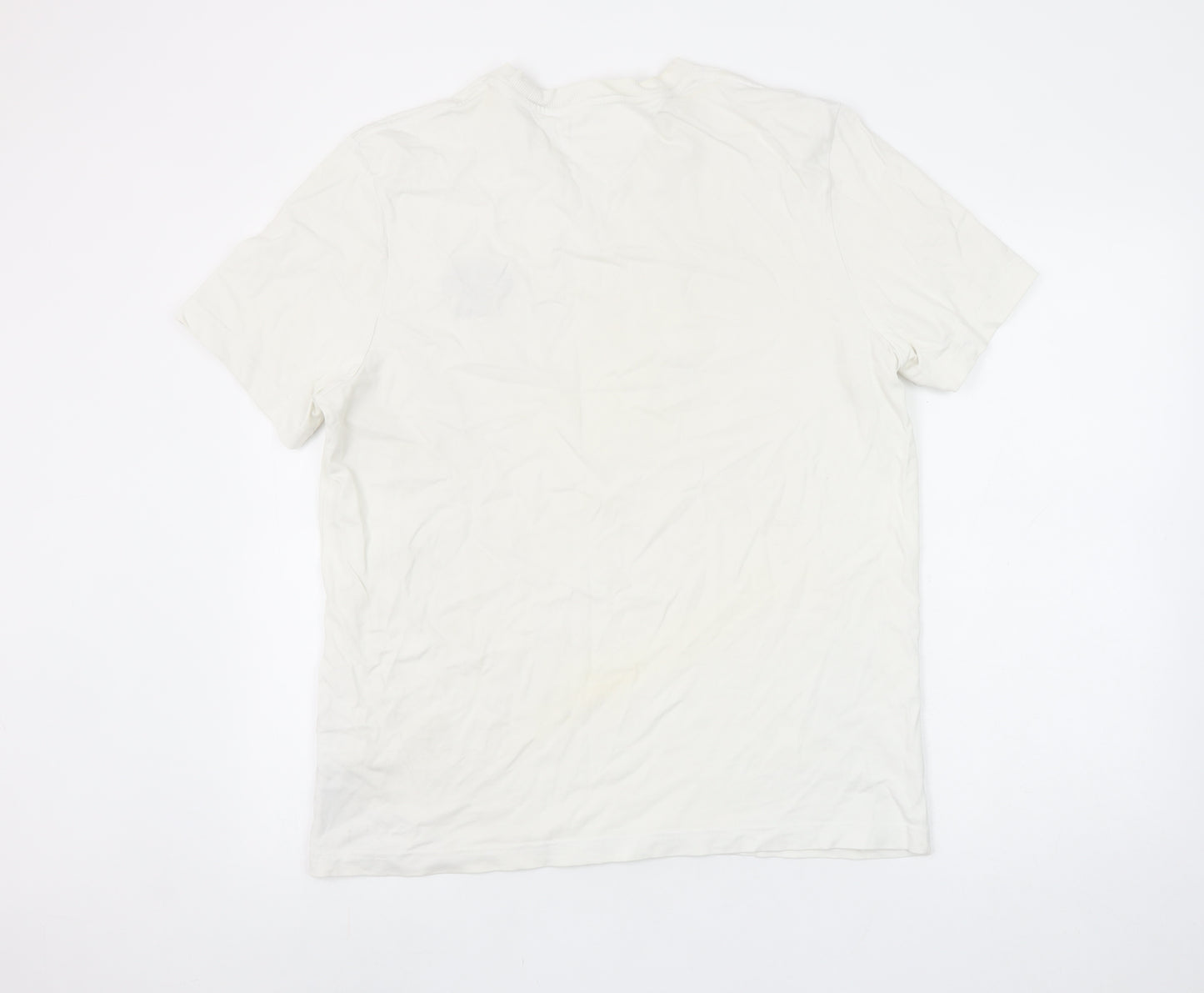 Tommy Hilfiger Men's White Cotton Regular Fit Logo T-Shirt L