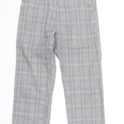 JCL Women’s Grey Check Straight Leg Trousers Size S