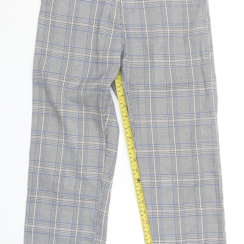JCL Women’s Grey Check Straight Leg Trousers Size S
