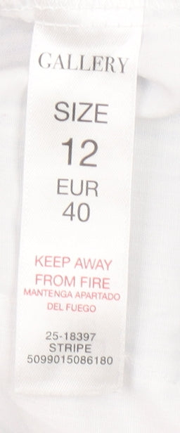 Gallery Womens Blue Striped Linen Blend Trousers Size 12