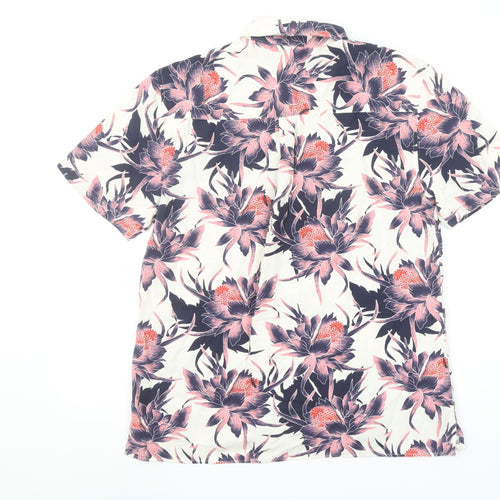 Topman Men's Multicoloured Floral Short Sleeve Cotton Shirt Size M