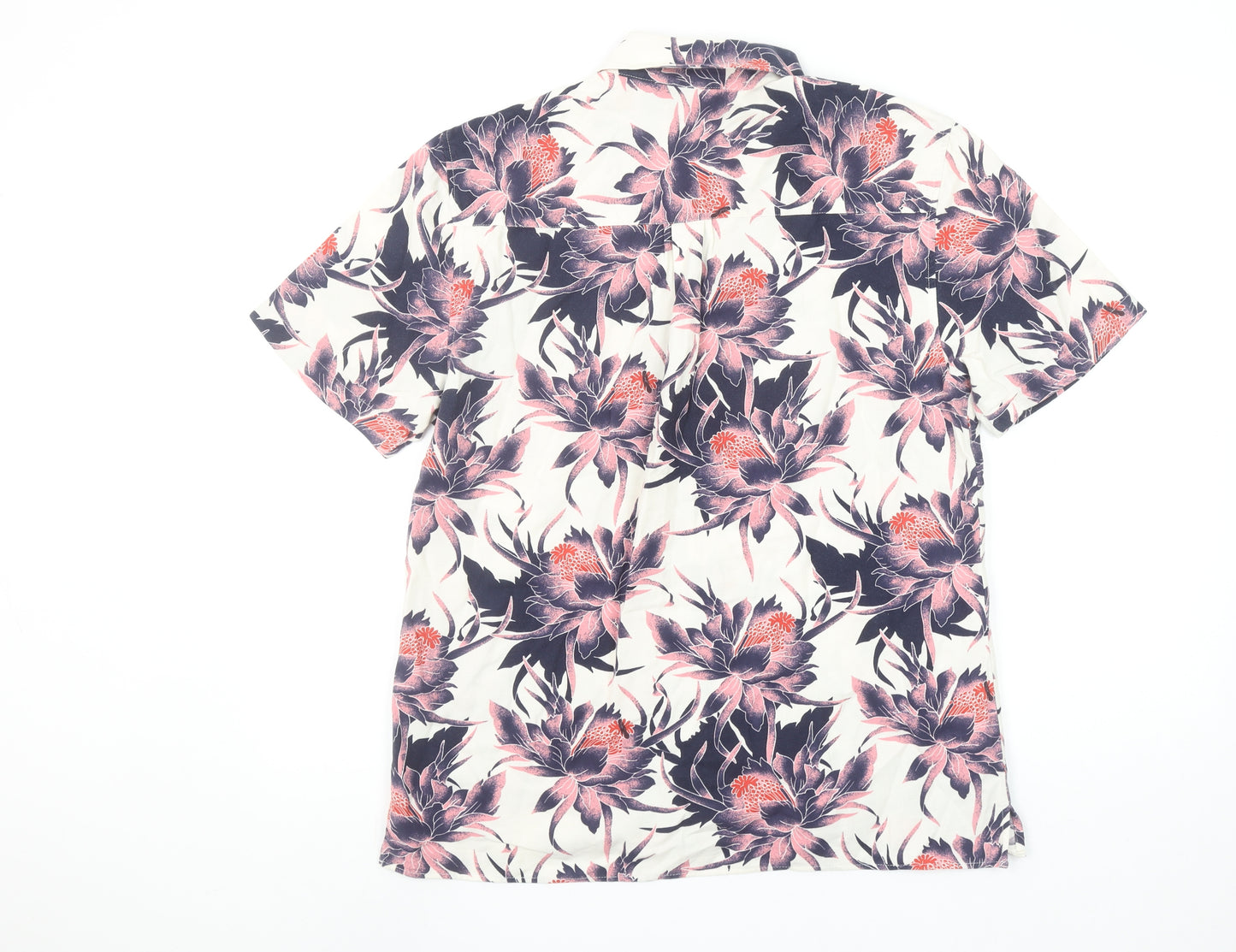 Topman Men's Multicoloured Floral Short Sleeve Cotton Shirt Size M