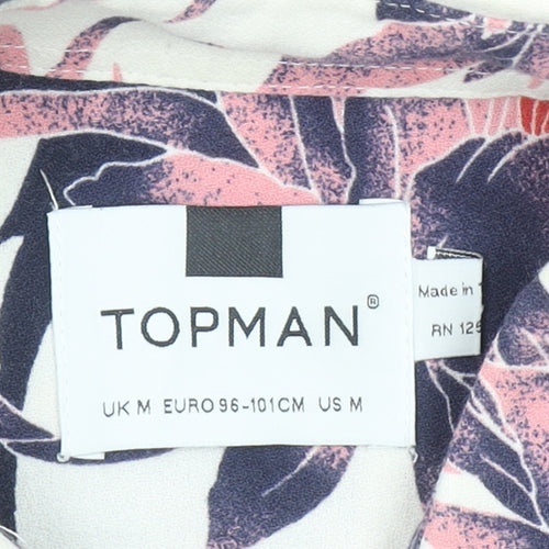 Topman Men's Multicoloured Floral Short Sleeve Cotton Shirt Size M