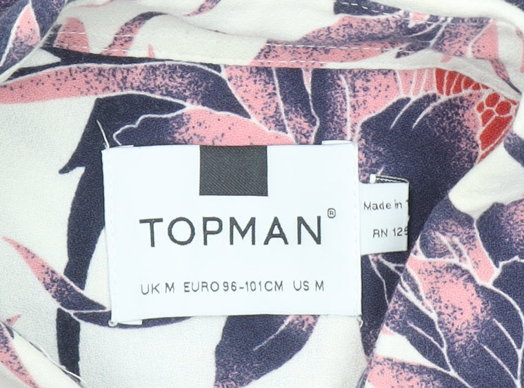 Topman Men's Multicoloured Floral Short Sleeve Cotton Shirt Size M