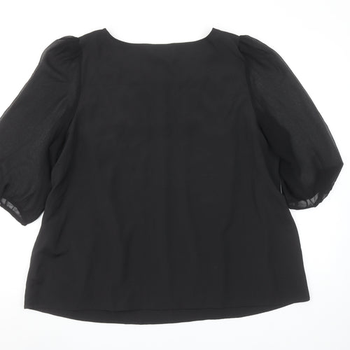 Marks and Spencer Women's Black Beaded 3/4 Sleeve Blouse UK22