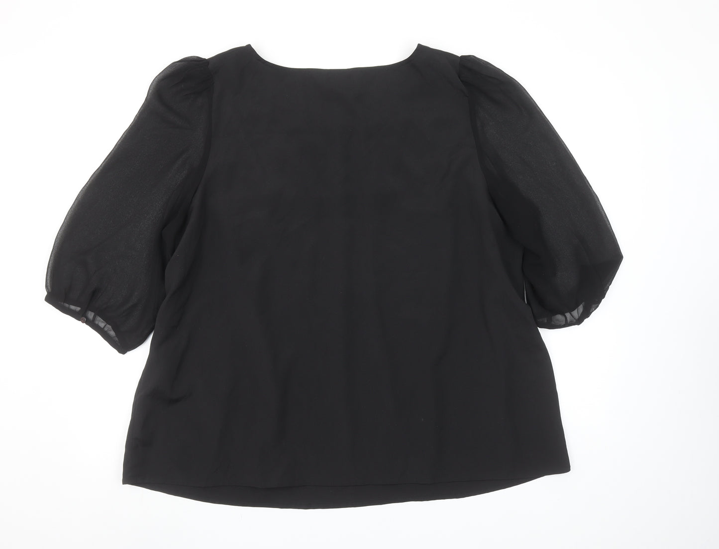 Marks and Spencer Women's Black Beaded 3/4 Sleeve Blouse UK22