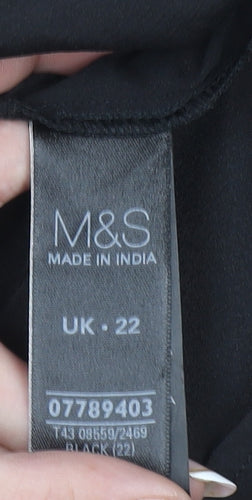 Marks and Spencer Women's Black Beaded 3/4 Sleeve Blouse UK22