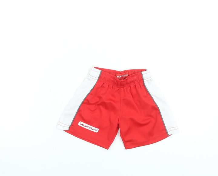 Little Kickers Boys Red Athletic Shorts Size LK Polyester Elastic Waist