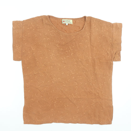 Compagnie Française Brown Floral Cotton Women's T-Shirt S