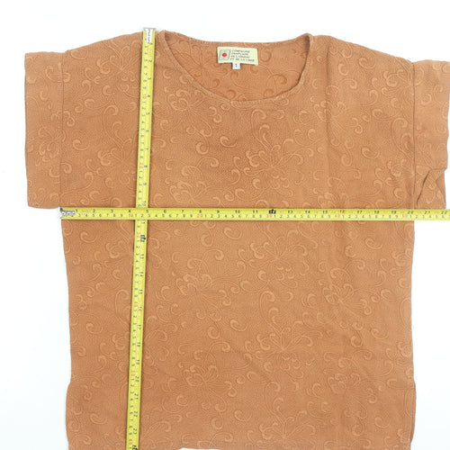 Compagnie Française Brown Floral Cotton Women's T-Shirt S