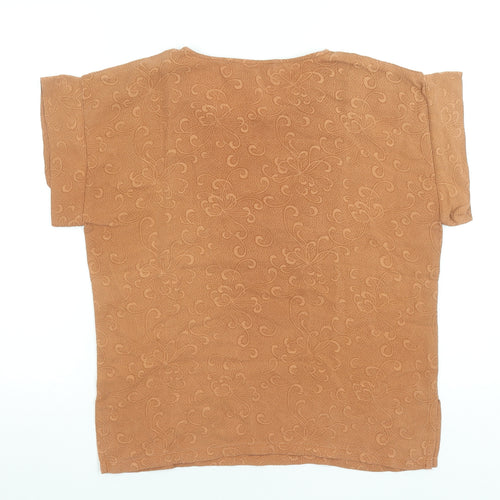 Compagnie Française Brown Floral Cotton Women's T-Shirt S