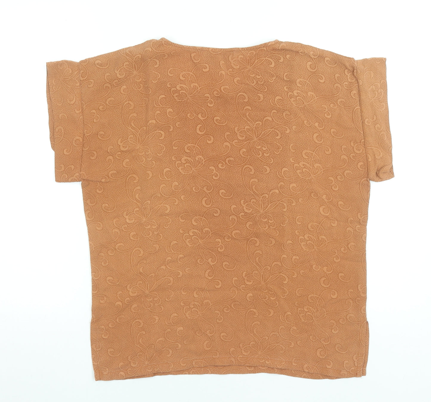 Compagnie Française Brown Floral Cotton Women's T-Shirt S