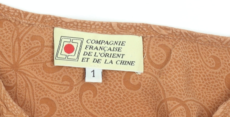 Compagnie Française Brown Floral Cotton Women's T-Shirt S