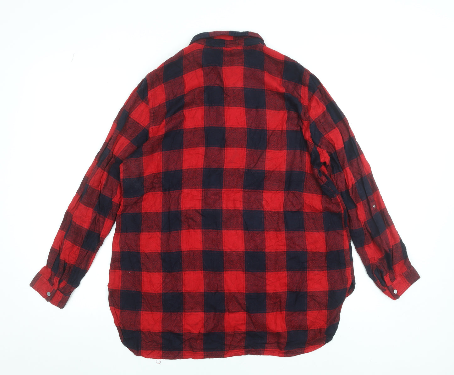 Reserved Women's Red Checked Long Sleeve Flannel Shirt Size 14