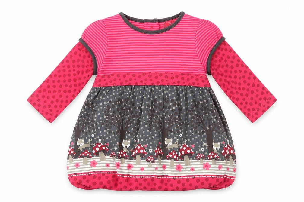 Sprout Girls Pink Long Sleeve A-Line Dress Size Newborn Woodland Print