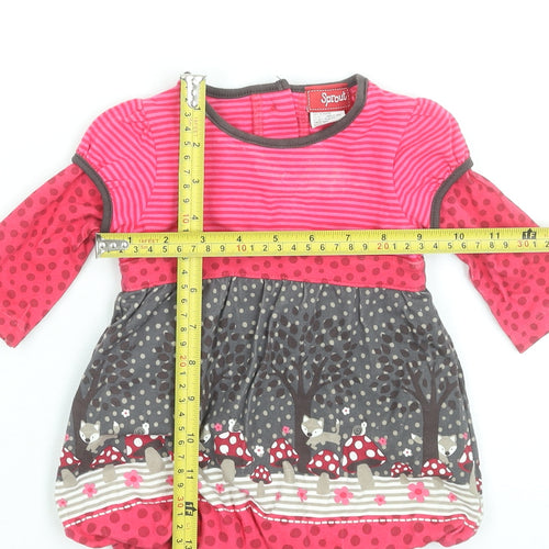 Sprout Girls Pink Long Sleeve A-Line Dress Size Newborn Woodland Print