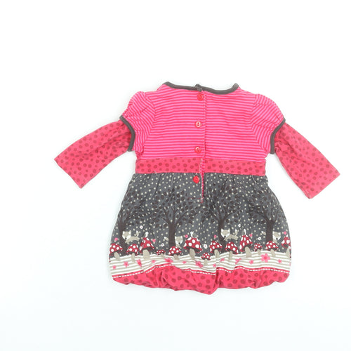 Sprout Girls Pink Long Sleeve A-Line Dress Size Newborn Woodland Print