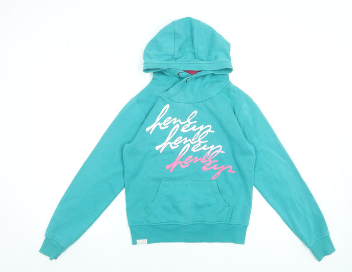 Henleys Girls Blue Pullover Hoodie Size L Graphic Print Cotton Blend